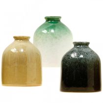 Deko Vasen, Keramik Vasen Set rund H9,5cm Ø8cm 3St