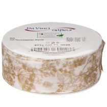 Artikel Geschenkband aus Polyester 40 mm breit 20 m cremefarben mit Pflanzenmotiven