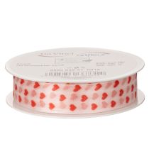 Artikel Geschenkband Polyester Herzmotiv Weiss Rot 2,5 cm x 15 m für Verpackung und Dekoration