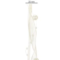 Artikel Dekoband mit cremefarbenen Perlen auf Rolle 20mm x 5m für Tischdeko und Gestecke