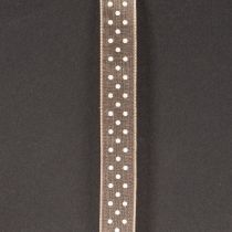 Artikel Geschenkband aus Polyester mit Punkten, Braun-Weiss, 1,5 cm x 20 m, für Dekoration und Verpackung