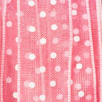 Artikel Geschenkband aus Polyester mit Punktmuster rosa, 1,5 cm x 20 m für Geschenkverpackungen und Dekoration