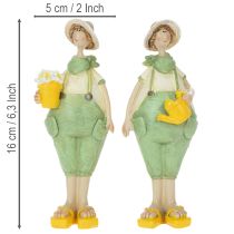 Artikel Dekofiguren Gärtner aus Polyresin 16,5×5,5 cm in Grün und Gelb