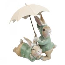 Dekofiguren Hasenpaar Deko Hasen mit Regenschirm H22cm