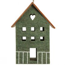 Artikel Dekohäuser aus Filz und Holz 4er Set Grün Natur 6 x 8 x 11 cm Weihnachtsdeko
