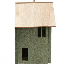 Artikel Dekohäuser aus Filz und Holz 4er Set Grün Natur 6 x 8 x 11 cm Weihnachtsdeko