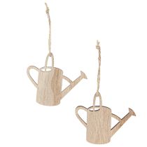 Artikel Dekohänger Holz Giesskanne 8cm Weiss Grün mit Blumendesign 12 Stück