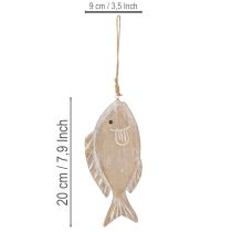 Artikel Dekohänger Holzfisch 21 cm Weiss Natur 2er-Set