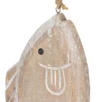 Artikel Dekohänger Holzfisch 21 cm Weiss Natur 2er-Set