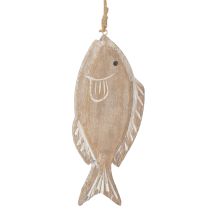 Artikel Dekohänger Holzfisch 21 cm Weiss Natur 2er-Set