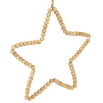 Artikel Dekohänger mit Holzperlen Herz Stern Tannenbaum 20cm Natur 3er-Set