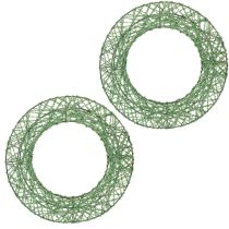Artikel Grüner Kranz aus Metall-Drahtgeflecht 19 cm für kreative Dekorationen, 2 Stück