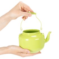Artikel Dekorative Teekanne aus Metall, apfelgrün, Ø12 cm, Blumenvase für Innenbereich