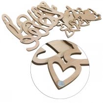 Artikel Holz-Dekoherzen „Love“ Natur mit Magnet, 20cm/24cm, 6 Stück
