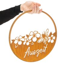 Artikel Dekoring aus Metall Ø38cm mit Edelrost-Patina und Blumenmotiv „Auszeit“