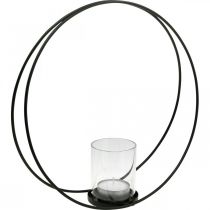Artikel Dekoring Windlicht Metall Ø35cm Schwarz mit Glaszylinder für Kerzen