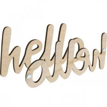 Artikel Holzdeko-Schild mit Blumen-Motiv und „Hello“-Schriftzug, Magnet, Natur, 18/19,5 cm, 6er-Set