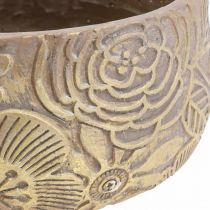 Artikel Dekoschale Keramik Braun Gold 23,5 cm rund Relief