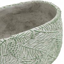 Artikel Dekoschale Keramik Oval Grün Weiß Grau Tannenzweige L22,5cm
