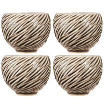 Artikel Dekoschale aus Keramik Beige-Braun Ø9cm Spiralstruktur Innenbereich 4er-Set