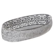 Artikel Dekoschalen Oval Metall Grau Weiss L36cm/33,5cm 2er-Set