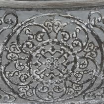 Artikel Dekoschalen-Set Oval Metall 25,5/29/34,5 cm Grau mit Blumenmuster