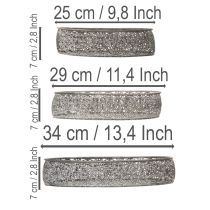 Artikel Dekoschalen-Set Oval Metall 25,5/29/34,5 cm Grau mit Blumenmuster