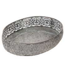 Artikel Dekoschalen-Set Oval Metall 25,5/29/34,5 cm Grau mit Blumenmuster