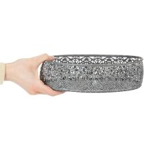 Artikel Dekoschalen-Set Oval Metall 25,5/29/34,5 cm Grau mit Blumenmuster