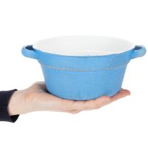 Artikel Dekoschale Übertopf Blau Metall Deko Shabby Ø17cm H8,5cm