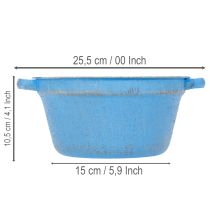 Artikel Metallschale Übertopf Blau Ø21cm H10.5cm Shabby Chic für Deko und Pflanzen