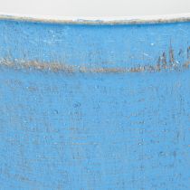 Artikel Metallschale Übertopf Blau Ø21cm H10.5cm Shabby Chic für Deko und Pflanzen