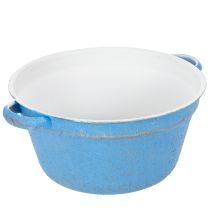 Artikel Metallschale Übertopf Blau Ø21cm H10.5cm Shabby Chic für Deko und Pflanzen