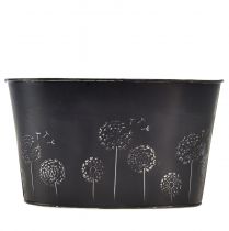 Artikel Dekoschale Metall Oval Schwarz Silber Blumen 20,5×12,5×12cm