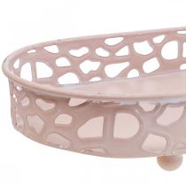 Artikel Dekoschale Metall Oval mit Füssen 30×18cm Rosa für Tischdeko