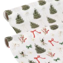 Artikel Dekostoff Weihnachten Meterware 35x120cm 2 Rollen mit Tannenbäumen und Schleifen