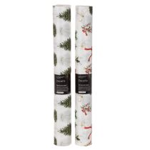 Artikel Dekostoff Weihnachten Meterware 35x120cm 2 Rollen mit Tannenbäumen und Schleifen