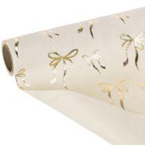 Artikel Tischband aus Polyester 120x35 cm mit goldenen Schleifenmotiven Beige Creme
