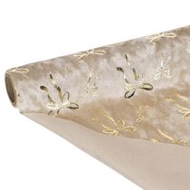 Artikel Tischband aus Polyester 120x35 cm mit goldenen Schleifenmotiven Beige Creme