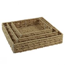 Artikel Dekotabletts 3er-Set rechteckig Korbgeflecht mit Metallrahmen 30/25/20 cm naturfarben