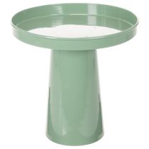 Artikel Dekoteller Metall grün 20 cm mit rundem Fuss für Blumenarrangements