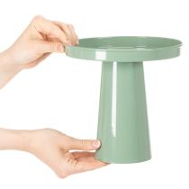 Artikel Dekoteller Metall grün 20 cm mit rundem Fuss für Blumenarrangements