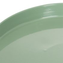 Artikel Dekoteller Metall grün 20 cm mit rundem Fuss für Blumenarrangements