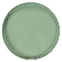 Artikel Dekoteller Metall grün 20 cm mit rundem Fuss für Blumenarrangements