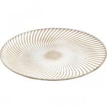 Artikel Dekoteller Rund Weiß Braun Rillen Tischdeko Ø40cm H4cm