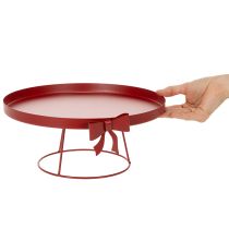 Artikel Dekotablett Set aus Metall mit Schleife in Rot 30 cm und 25 cm