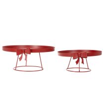 Artikel Dekotablett Set aus Metall mit Schleife in Rot 30 cm und 25 cm