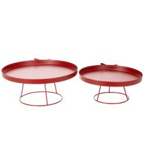 Artikel Dekotablett Set aus Metall mit Schleife in Rot 30 cm und 25 cm