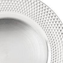 Artikel Dekoteller aus Kunststoff, rund, Silber, Ø33 cm