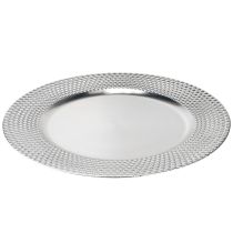 Artikel Dekoteller aus Kunststoff, rund, Silber, Ø33 cm